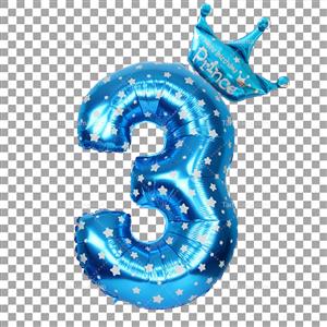 تصویر دور بری شده بادکنک فویلی تاج دار آبی پررنگ